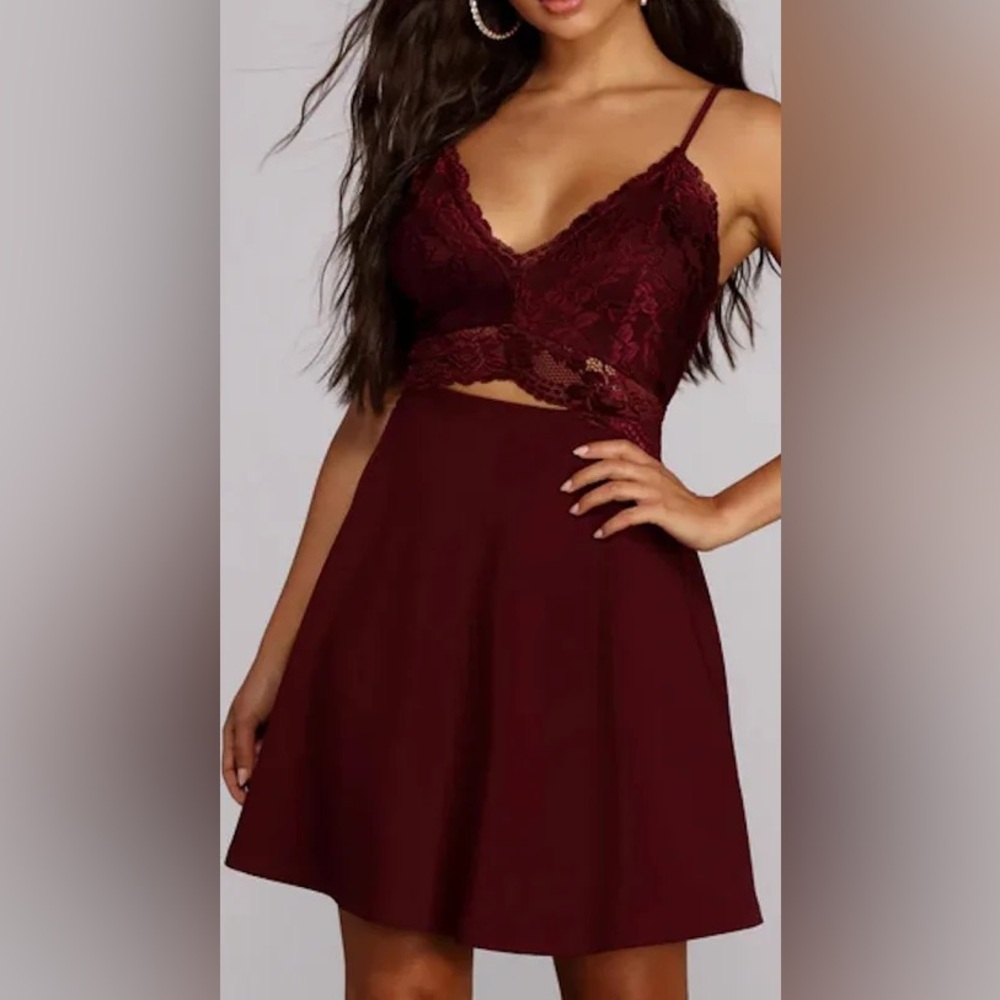 Windsor Maroon Lace top dress